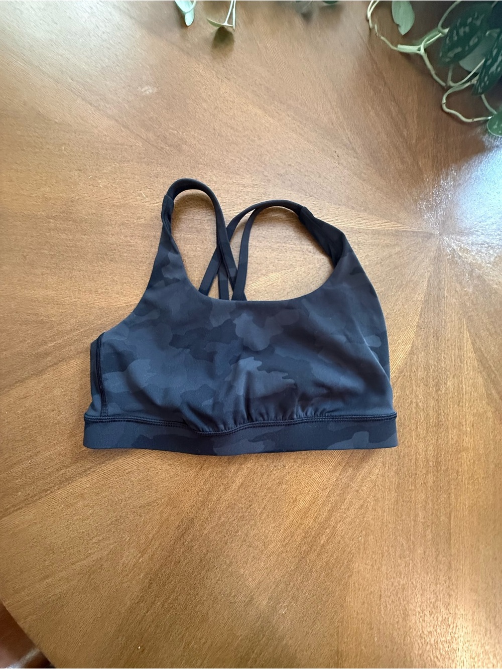 lululemon athletica Black Camo Strappy Sports Bra